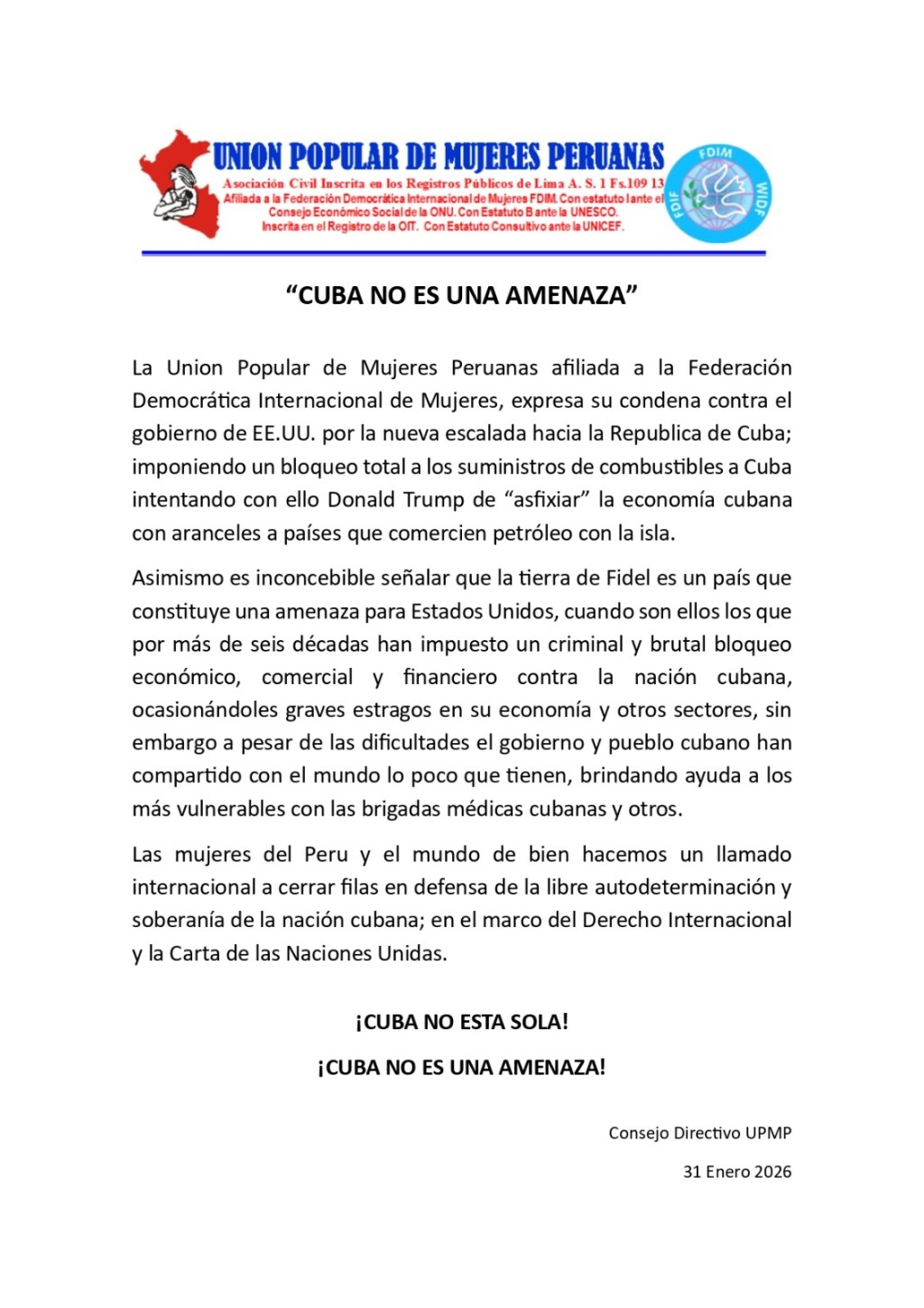 Cuba no está&nbsp;sola!